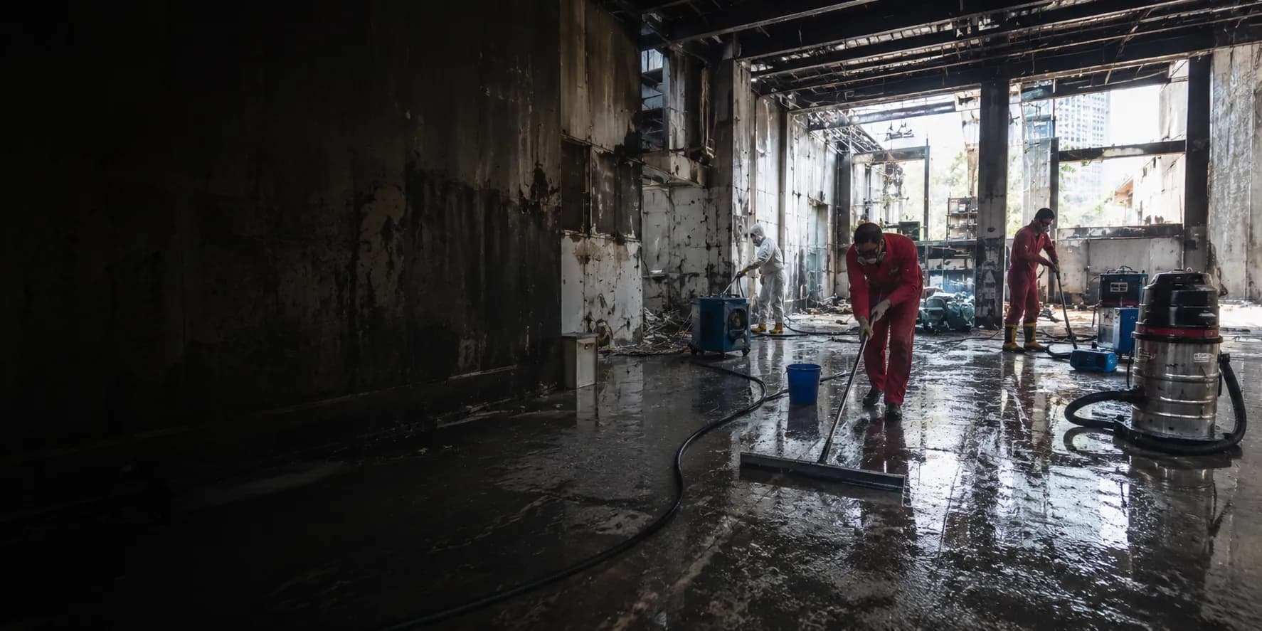 DRS crew restoring a fire-damaged site